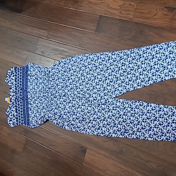 Ruby Rd Blue Geometric Sleeveless Jumpsuit size Large - Picture 3 of 12